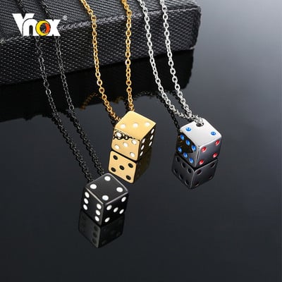 Ανδρικά κολιέ Vnox Cool Cube Dice Κολιέ από ανοξείδωτο ατσάλι Τυχερά ανδρικά δώρα για αυτόν Κοσμήματα