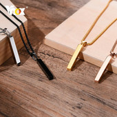 „Vnox Cool“ minimalistiniai geometriniai karoliai vyrams, „Punk“ nerūdijančio plieno 3D vertikalaus strypo papuošalai su apykakle, nemokama grandinėlė 60 cm