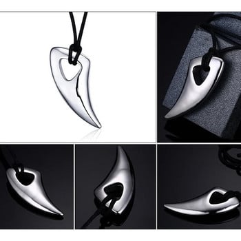 Vnox Fashion Черна огърлица от неръждаема стомана Bull Horn Design Man Jewelry Punk Biker Мъжки висулки Колиета