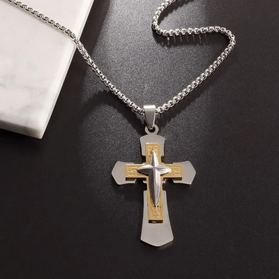 Roostevabast terasest kristlase Jeesuse neljaharulise tähe risti ripats kaelakee meeste kiriku palve amulett ehted