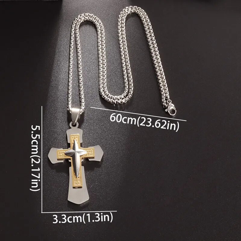 Roostevabast terasest kristlase Jeesuse neljaharulise tähe risti ripats kaelakee meeste kiriku palve amulett ehted