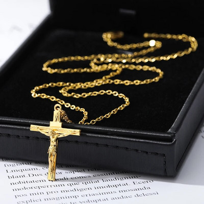 Χριστιανικός Ιησούς Σταυρός Κολιέ για γυναίκες Ανδρικά Ανοξείδωτη Αλυσίδα Θρησκεία Σταυρός Μενταγιόν Κοσμήματα Ανδρικά Κοσμήματα Κολάρα Hombre