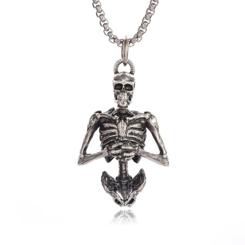 Retro gooti poolkeha pealuu palveripats kaelakee meestele ja naistele punk-vedur hip hop rock ehted Halloweeni kingitus