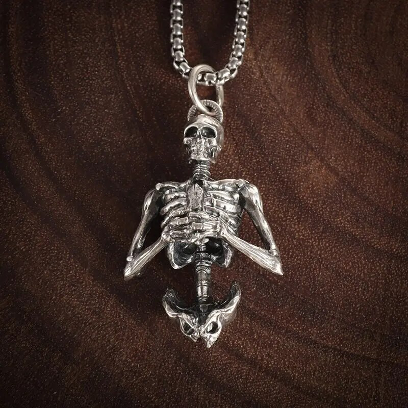 Retro gooti poolkeha pealuu palveripats kaelakee meestele ja naistele punk-vedur hip hop rock ehted Halloweeni kingitus