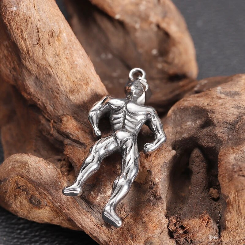 Stiprūs kūno rengybos raumenys Vyriški karoliai nerūdijančio plieno kultūrizmas vyrų pakabukas, moteriška treniruoklių salė, sportiniai papuošalai, priedai