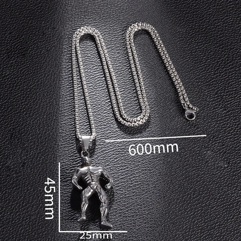 Stiprūs kūno rengybos raumenys Vyriški karoliai nerūdijančio plieno kultūrizmas vyrų pakabukas, moteriška treniruoklių salė, sportiniai papuošalai, priedai