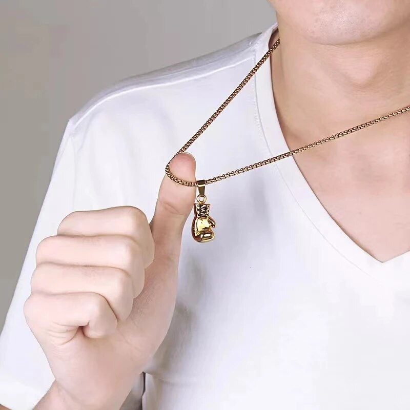 Poksikindad Ühevärvilised ripats Mood Meeste Sportlik Vaba aeg Ehted Hip Hop Kaelakee Tänavamustad Poksikindad Kaelakee