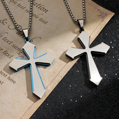 Madingi rombo kryžiaus pakabukai vyriški ilgos grandinėlės punk tendencija nerūdijančio plieno karoliai krikščionių religija amuletiniai papuošalai