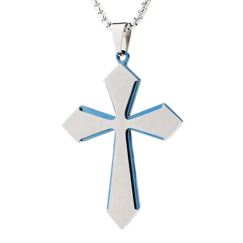 Madingi rombo kryžiaus pakabukai vyriški ilgos grandinėlės punk tendencija nerūdijančio plieno karoliai krikščionių religija amuletiniai papuošalai