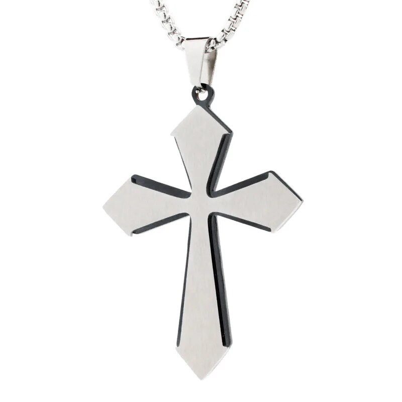 Madingi rombo kryžiaus pakabukai vyriški ilgos grandinėlės punk tendencija nerūdijančio plieno karoliai krikščionių religija amuletiniai papuošalai