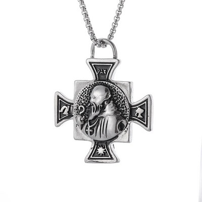 Šv. Benedikto Jėzaus kryžiaus karoliai nerūdijančio plieno San Benito rankogalių pakabukas vyrams Moterų amuletai krikščioniški papuošalai