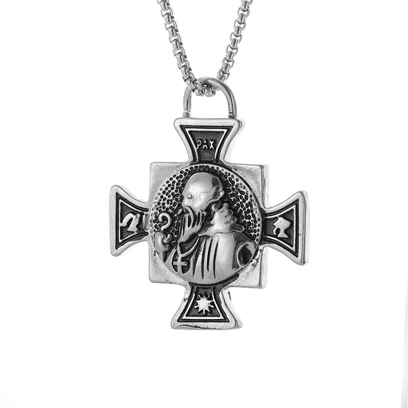Šv. Benedikto Jėzaus kryžiaus karoliai nerūdijančio plieno San Benito rankogalių pakabukas vyrams Moterų amuletai krikščioniški papuošalai