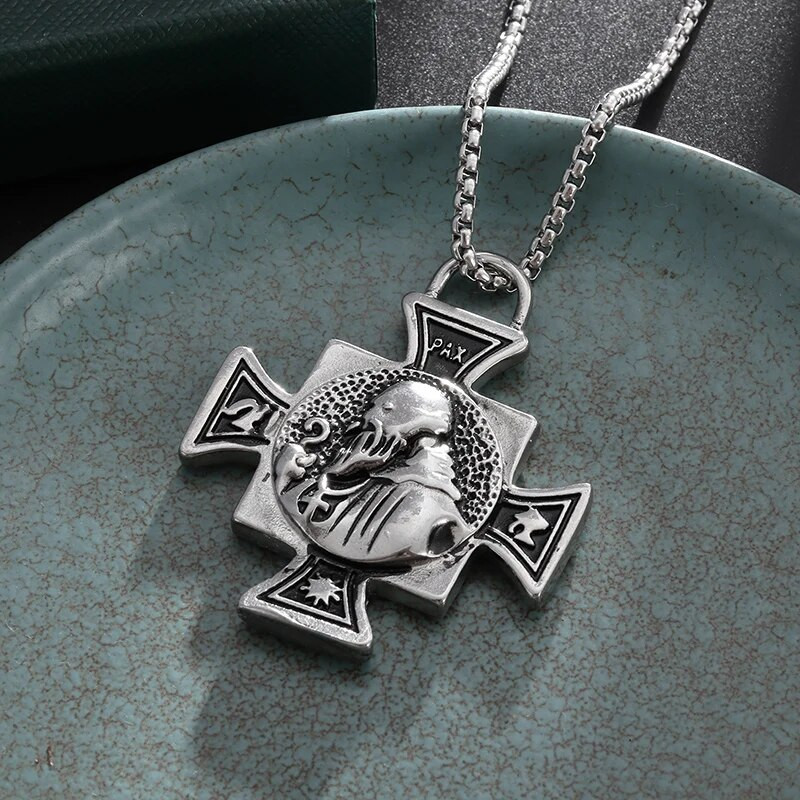 Šv. Benedikto Jėzaus kryžiaus karoliai nerūdijančio plieno San Benito rankogalių pakabukas vyrams Moterų amuletai krikščioniški papuošalai