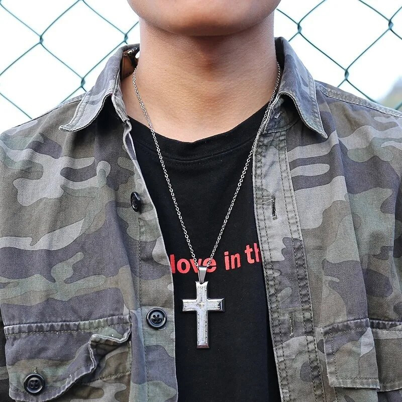 Vnoxi meeste palve Matteuse 6:9-13 Piibli kaelakee Roostevabast terasest Risti ripats Meeste Religioossed Ehted