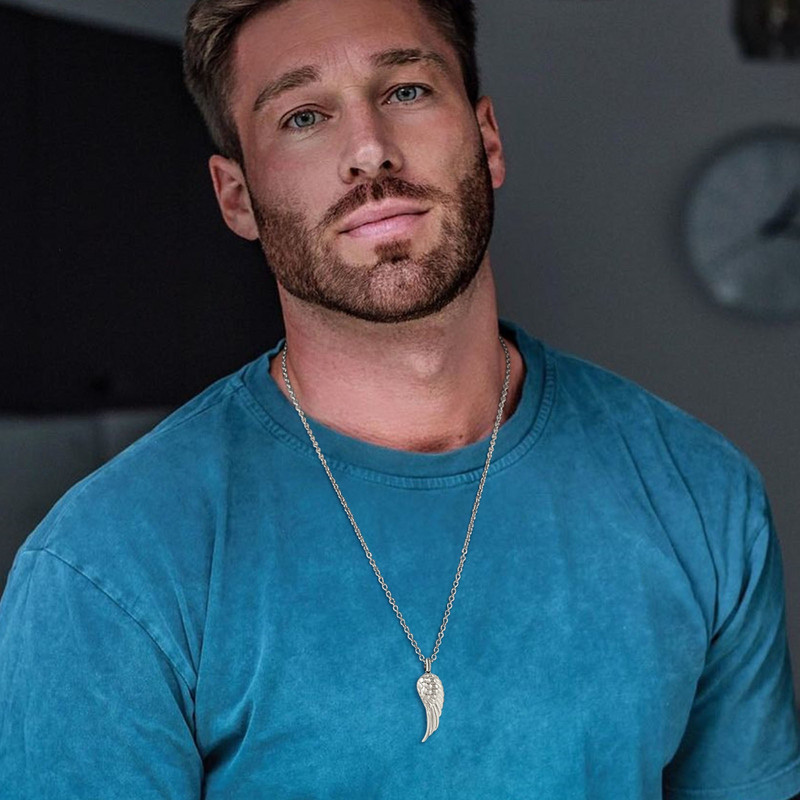 Vnox Angel Wing tuhastamise kaelakee naistele, meestele, roostevabast terasest urni ripatsiga tuhahoidja mälestusehted, mälestuskingitus