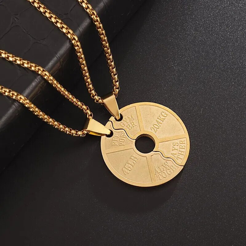 Meeste treeningkangiplaadist titaanist terasest ripats kaelakee, naiste spordivarustus, hantliplaadist paari kaelakee ehted