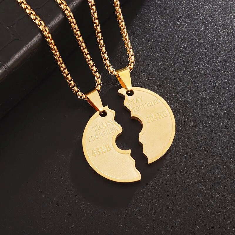 Meeste treeningkangiplaadist titaanist terasest ripats kaelakee, naiste spordivarustus, hantliplaadist paari kaelakee ehted