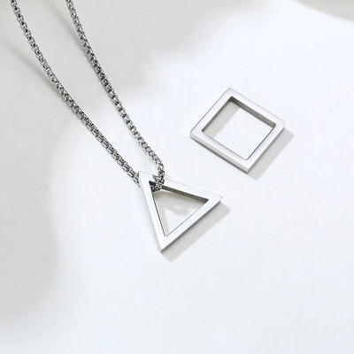 Vnoxi lihtsad blokeerivad ruudukujulised kolmnurksed ripatskaelakeed meestele, roostevabast terasest, moodsad trendikad geomeetrilised virnastavad tänavarõivad