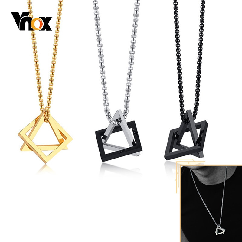 Vnoxi lihtsad blokeerivad ruudukujulised kolmnurksed ripatskaelakeed meestele, roostevabast terasest, moodsad trendikad geomeetrilised virnastavad tänavarõivad