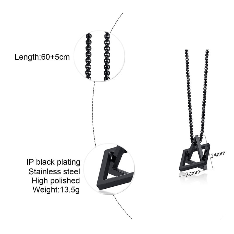 Vnoxi lihtsad blokeerivad ruudukujulised kolmnurksed ripatskaelakeed meestele, roostevabast terasest, moodsad trendikad geomeetrilised virnastavad tänavarõivad