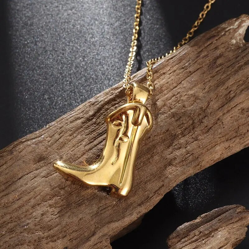 Moedisain Lääne kauboisaapad ripats kullavärvi naiste kingad kaelakee naistele hiphopi glamuuri peened ehted kingitused