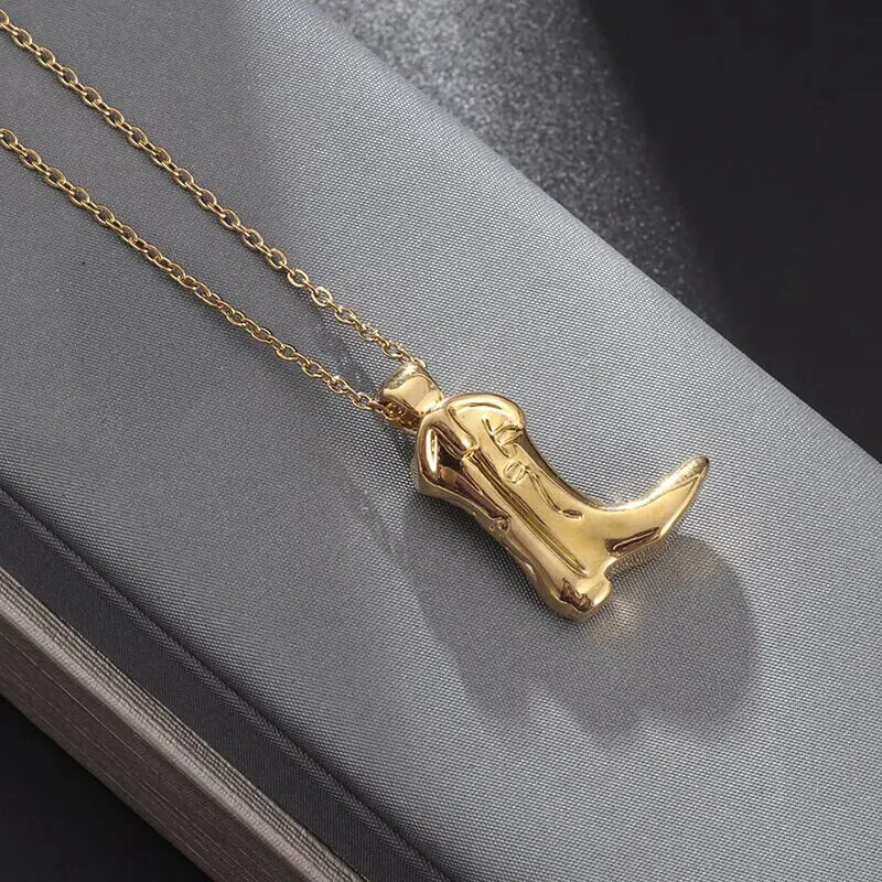 Moedisain Lääne kauboisaapad ripats kullavärvi naiste kingad kaelakee naistele hiphopi glamuuri peened ehted kingitused