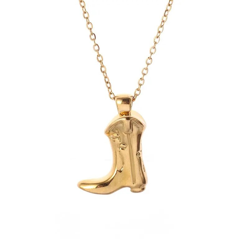 Moedisain Lääne kauboisaapad ripats kullavärvi naiste kingad kaelakee naistele hiphopi glamuuri peened ehted kingitused