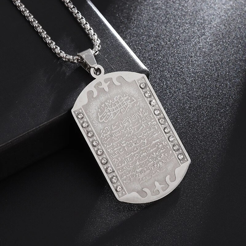 Ayatul Kursi Pühakirja tsirkoonist ripats Jumala Sõnumitooja Koraani kaelakee meestele ja naistele araabia kalligraafia ehted