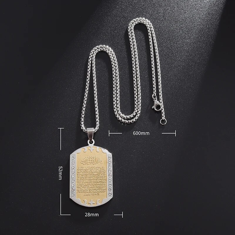 Ayatul Kursi Pühakirja tsirkoonist ripats Jumala Sõnumitooja Koraani kaelakee meestele ja naistele araabia kalligraafia ehted