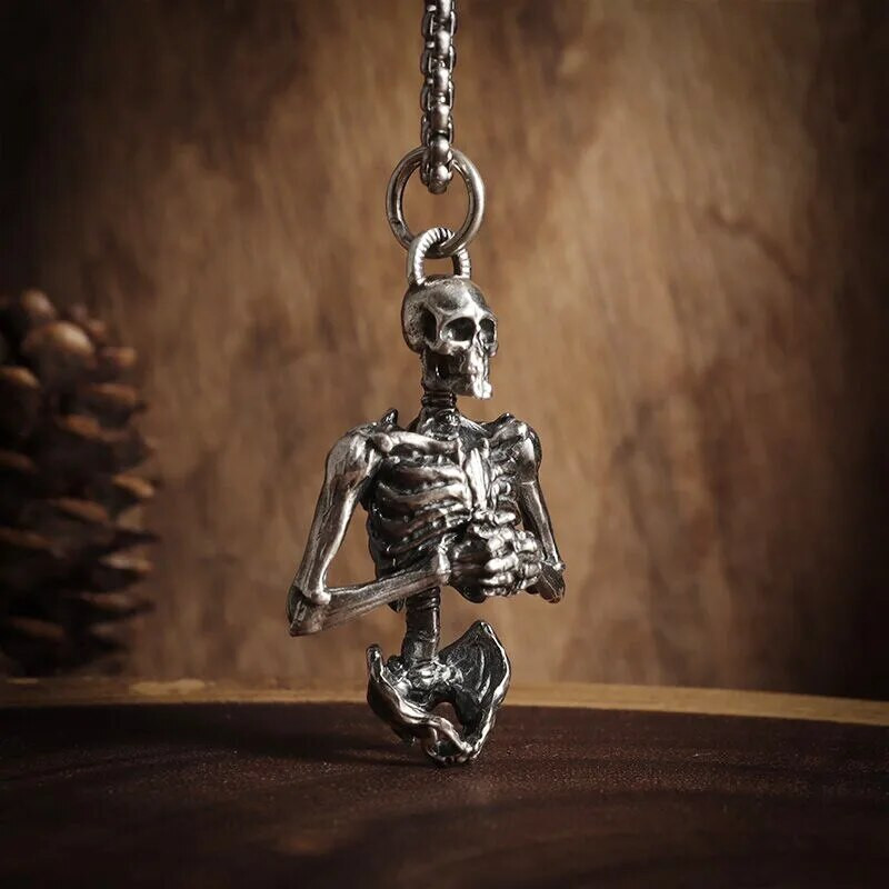 Επιχρυσωμένο μενταγιόν ύπνου διαβόλου Vintage κολιέ μπούστο κρανίο Ανδρικό Biker Punk Rock Κοσμήματα Gothic Halloween