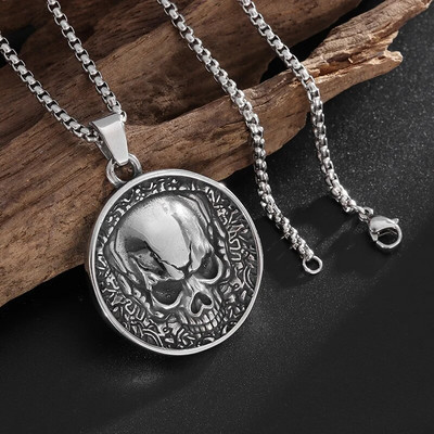 Retro panko gotikos stiliaus dominuojantis metalinis kaukolės kaklo pakabukas vyrams Šaunūs roko gatvės vakarėlio baikerių papuošalai