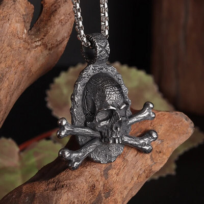 Retro panko gotikos stiliaus dominuojantis metalinis kaukolės kaklo pakabukas vyrams Šaunūs roko gatvės vakarėlio baikerių papuošalai