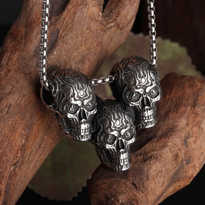 Retro panko gotikos stiliaus dominuojantis metalinis kaukolės kaklo pakabukas vyrams Šaunūs roko gatvės vakarėlio baikerių papuošalai