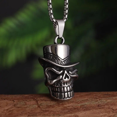 Retro panko gotikos stiliaus dominuojantis metalinis kaukolės kaklo pakabukas vyrams Šaunūs roko gatvės vakarėlio baikerių papuošalai