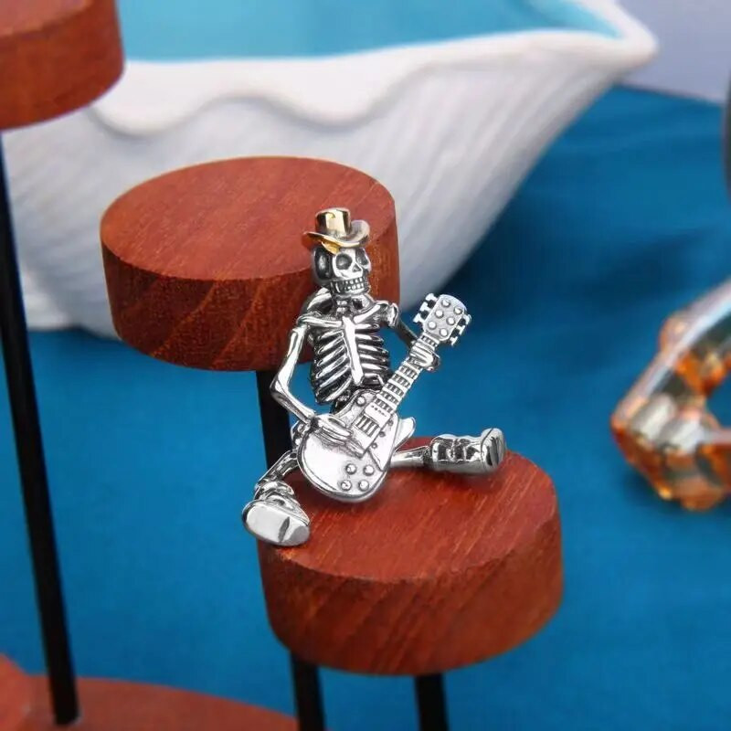 Punk Rock Skull Mängib Kitarri Ripats Kaelakee Meeste Gooti Hip Hop Muusika Räpp Peo Ehted Aksessuaar