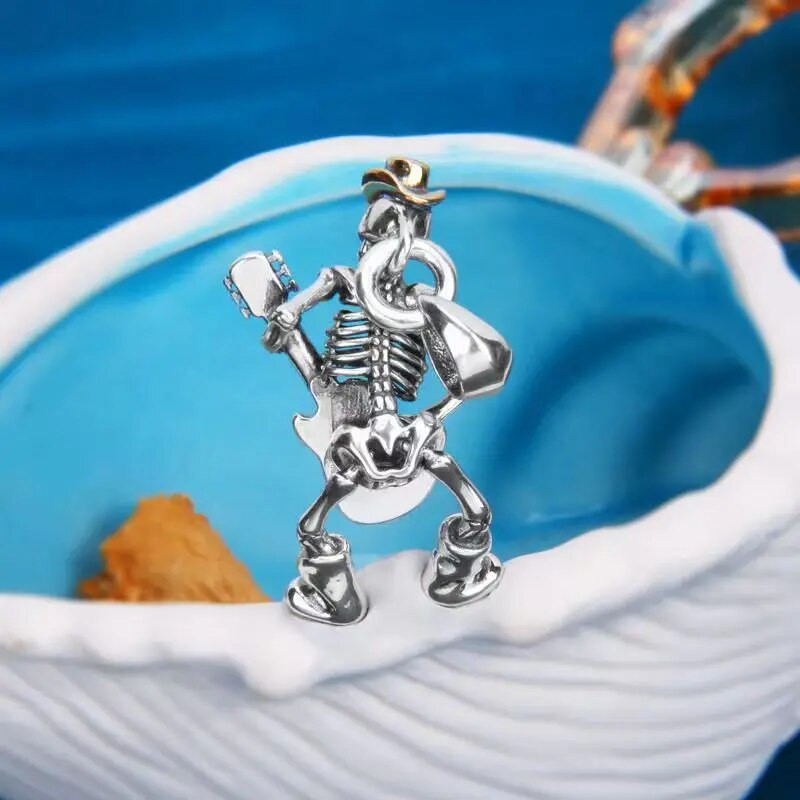 Punk Rock Skull Mängib Kitarri Ripats Kaelakee Meeste Gooti Hip Hop Muusika Räpp Peo Ehted Aksessuaar