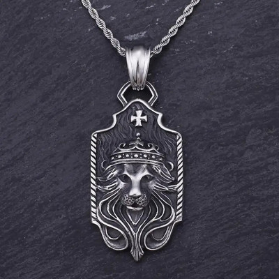 Hõbedane Colorretro Isiksus Trend Punk Stiilis Domineeriv Lõvi Ripats Kaelakee Punk Mootorratturite Peoehted