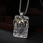 Pokkerikuninga klouni ripats hõbetatud Retro Circus klouni kaelakee isiksus Meeste trend Hip Hop Rock Räpp Ehted