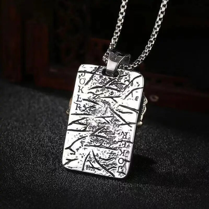 Pokkerikuninga klouni ripats hõbetatud Retro Circus klouni kaelakee isiksus Meeste trend Hip Hop Rock Räpp Ehted