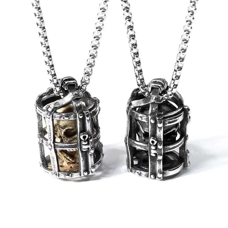 Vintage gooti puur pealuu kõrge kvaliteediga metallist ripats punk bike biker kaelakee meeste hip hop rock Halloween peo ehted kingitused