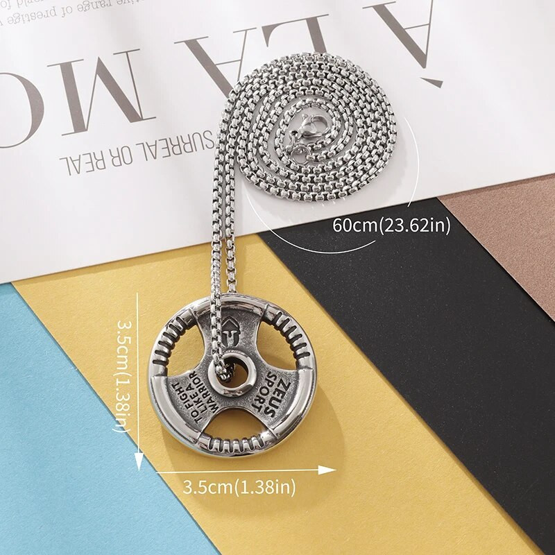 Sunkiosios atletikos lėkštės pakabukas, kūno rengybos įranga, štanga, hantelių karoliai, vyrų ir moterų sporto salės, sporto papuošalai, priedai