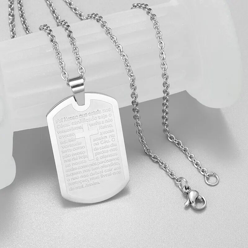 Roostevabast terasest piiblisalm Koerasild Risti ripats Mehed Naised Poisid Isandapalve Kaelakee Religioosne Amulett Ehted Kingitus