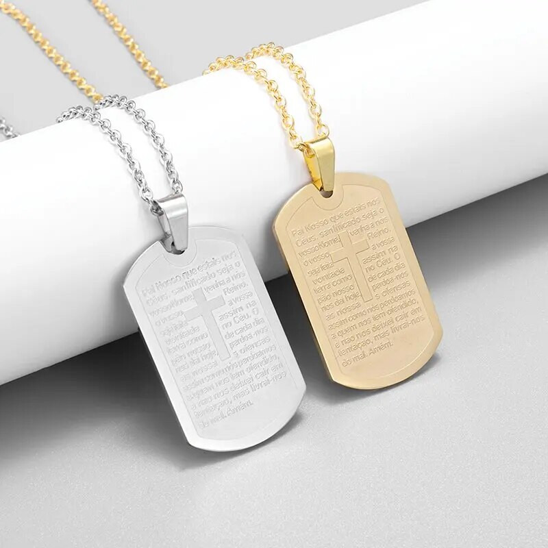 Roostevabast terasest piiblisalm Koerasild Risti ripats Mehed Naised Poisid Isandapalve Kaelakee Religioosne Amulett Ehted Kingitus