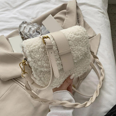Γυναικείες τσάντες ώμου αρνίσιες μάλλινες τσάντες τσάντες με λουρί ώμου Τσάντες Messenger τσάντες για κορίτσια Y2K Χειμερινές μαλακές βελούδινες τσάντες μασχάλης