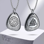 Κολιέ Vnox Rock Punk Norse Viking για άνδρες, ρετρό ανοξείδωτο ατσάλι Nordic Rune Talisman Κρεμαστό κόσμημα Δώρα για άνδρες