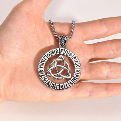 Κολιέ Vnox Rock Punk Norse Viking για άνδρες, ρετρό ανοξείδωτο ατσάλι Nordic Rune Talisman Κρεμαστό κόσμημα Δώρα για άνδρες