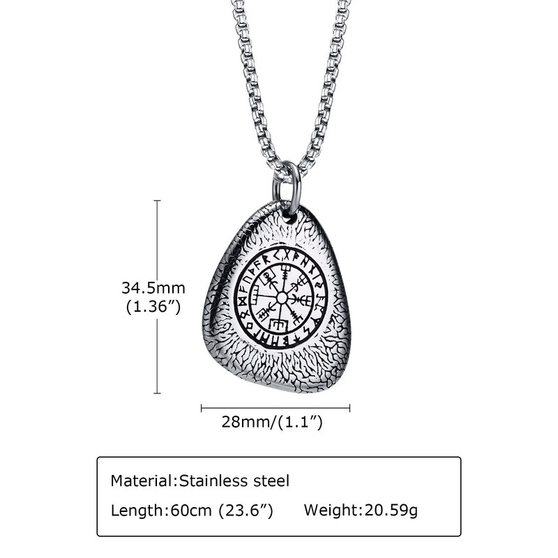 Κολιέ Vnox Rock Punk Norse Viking για άνδρες, ρετρό ανοξείδωτο ατσάλι Nordic Rune Talisman Κρεμαστό κόσμημα Δώρα για άνδρες