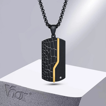 Ανδρικά κολιέ Vnox Iced Out Dog Tag, Rock Punk Μαύρο και Χρώμα από ανοξείδωτο γεωμετρικό κρεμαστό κολάρο, δώρα για αυτόν