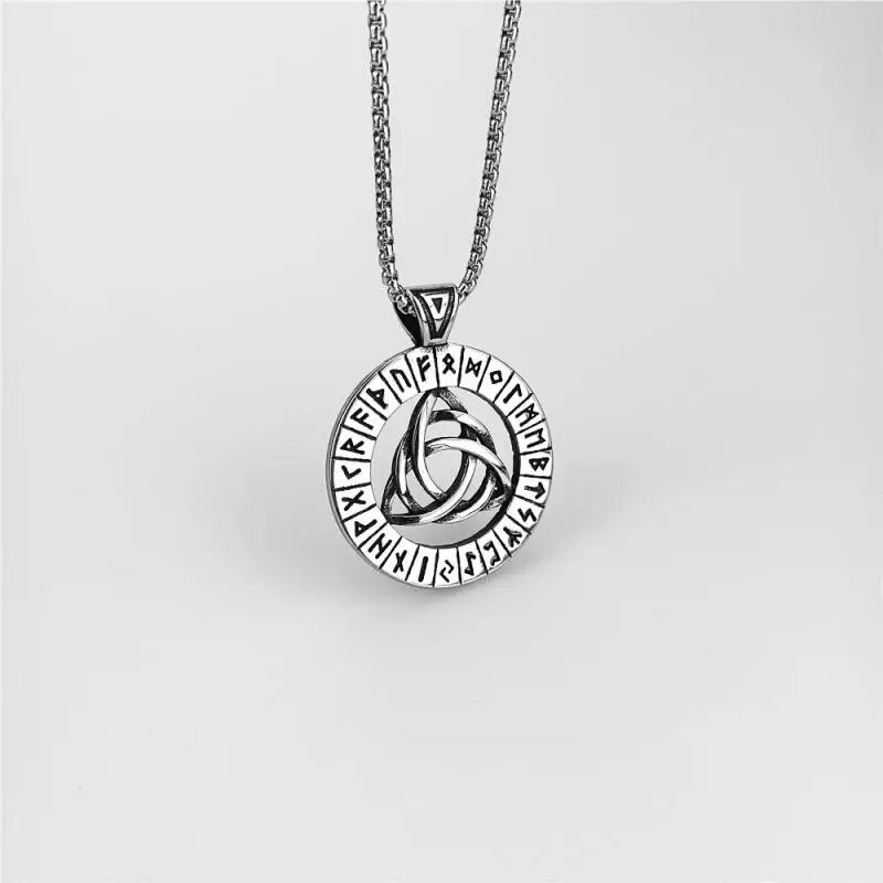 Vikingo Odino runos kompasas keltų mazgų pakabukas, vyriškas airiškas mazgas, nerūdijančio plieno karoliai Šiaurės šalių skandinaviški papuošalai