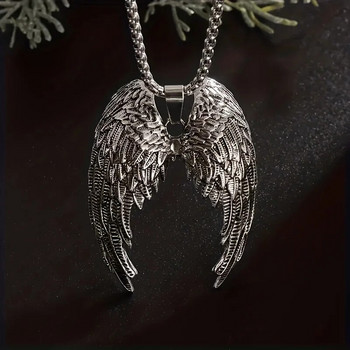 Κρεμαστό κολιέ Vintage Silvery Angel Wings, τέλειο δώρο για άνδρες γυναίκες